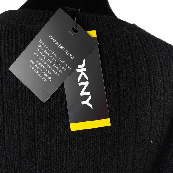 NWT DKNY $130 Ladies Modern Fit Soft Cashmere Blend Black Sweater - Picture 8 of 8